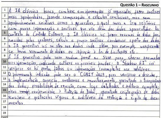 Prova discursiva manuscrita - exemplo real